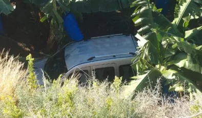 Alanya’da muz bahçesine devrilen araçta sürücü ağır yaralandı