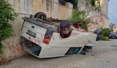 Alanya’da takla atan araçta sürücü yaralandı